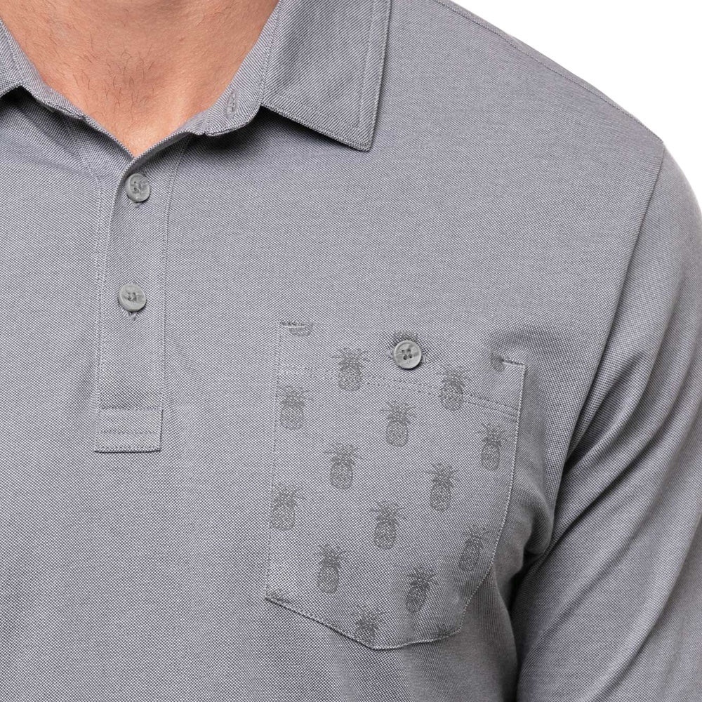TravisMathew Can Can Polo Mens M Gray Pineapple Pocket Golf Shirt Casual - Picture 3 of 10